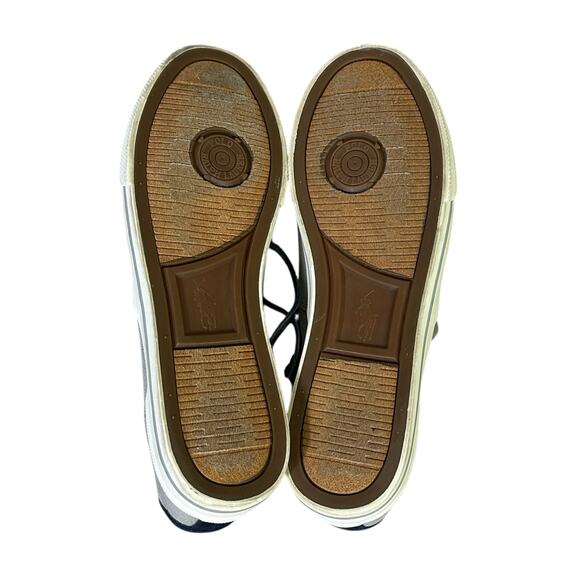 Ralph Lauren Vaughn Low Top Sneakers Mens 11.5 Gray Navy Canvas Lace Up Preppy - Picture 6 of 8